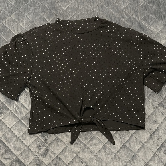 Black Rhinestone Embellished Top - Picture 2 of 5